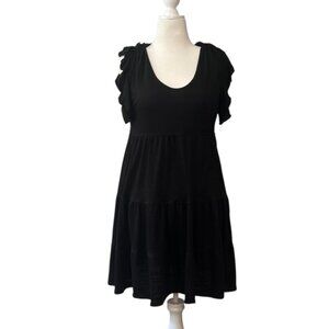 MAX STUDIO | NWT Black Jersey Ruffle Sleeve Tiered A-Line Dress – Size XL